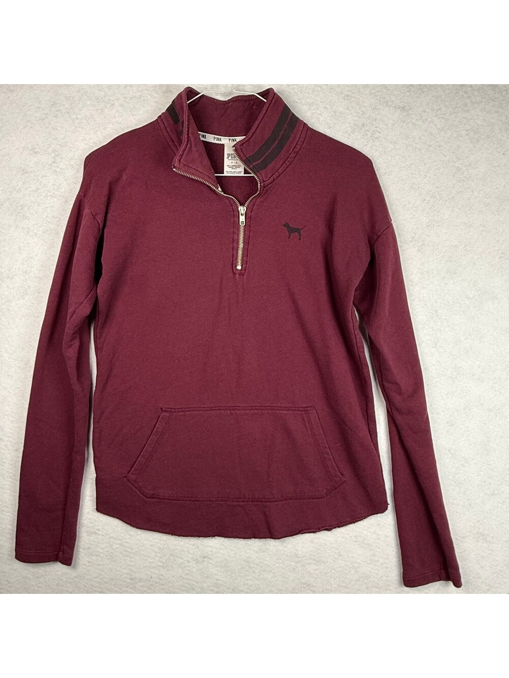 Victoria's Secret Pink Burgundy 1/4 Zip Pullover Sweatshirt Size S